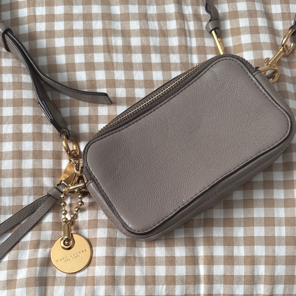 Marc Jacobs Snapshot Crossbody, Taupe with Gold Accents